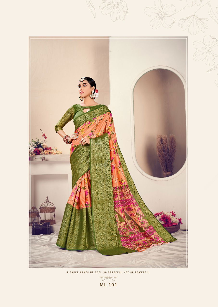 Sr Melisha Silk Fancy New Exclusive Wear Jeqard With Kalamkari Print Saree Collection 